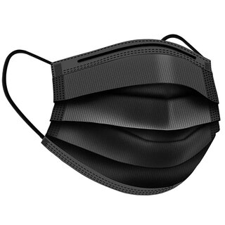 Pack of 50 black medical mouth and nose protection type 2 IIR / surgical mask / MNS / mouthguard