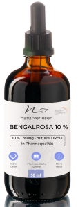 50ml Bengalrosa 10% Lösung mit DMSO | Sehr intensiver Farbstoff in Pharmaqualität | unabhängig laborgeprüft in Deutschland | ohne unnötige Zusatzstoffe