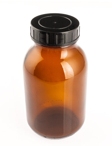 Weithalsflasche Braunglas mit Deckel (30/50/100/250/500/1000ml), 1,45 €