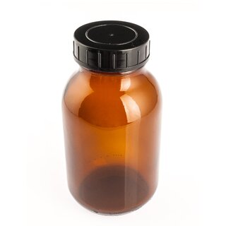 Wide-mouth amber glass bottle with lid (30/50/100/250/500/1000ml)